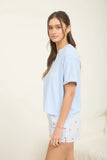 Baby Blue Notch Cuff Top
