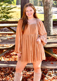 Tan Velvet Long Sleeve Romper