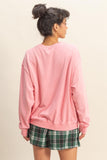 Bright Pink Ribbed Hem Sweatshirt