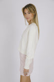 Zig Zag Knit Ivory Zip Cardigan