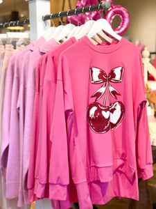 Cherry Heart Pink Long Sleeve Top