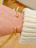3mm Cable Wire Cuff Rhinestone Gold Knot