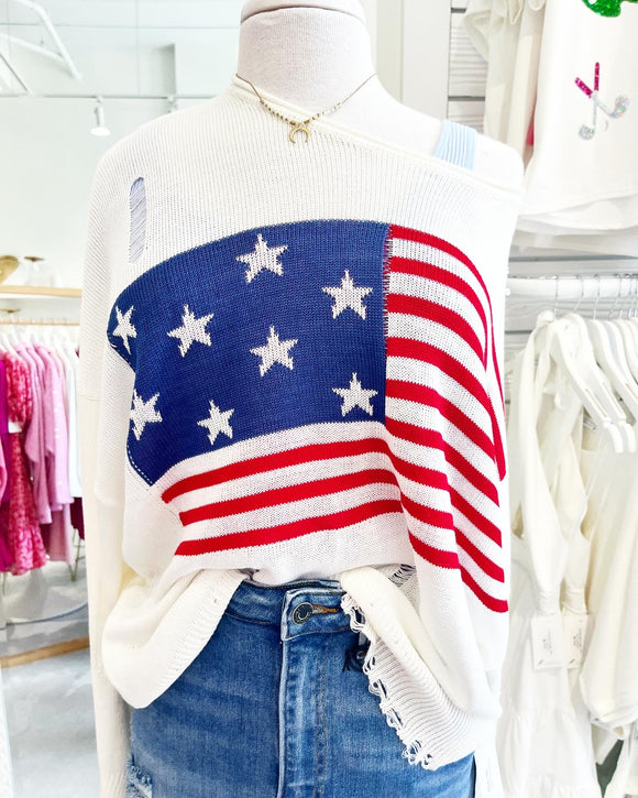 Distressed Flag Sweater