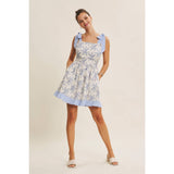 Baby Blue Toile Tie Shoulder Dress