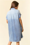 Soft Tencel Cuff Sleeve Pocket Dress