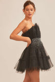 Black Organza Rhinestone Dress