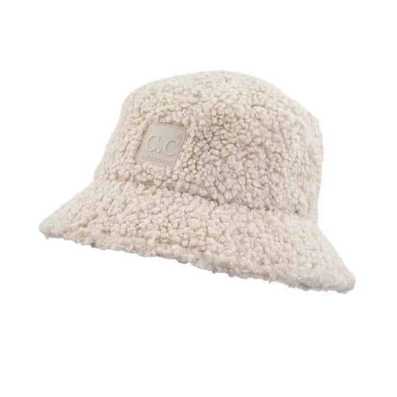 Beige Cozy Sherpa Bucket Hat