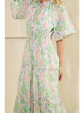 Pastel Floral Eyelet Mid Dress