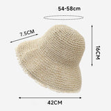 Lace Trim Straw Bucket Hat