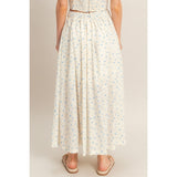 Ivory & Blue Floral Midi Dress Set
