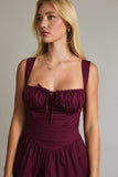 Plum Sleeveless Lace Up Mini Dress