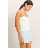 White Ribbed Halter Top