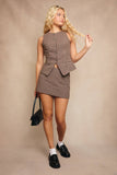 Check Mini Skirt and Vest Set