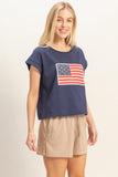 Navy Embroidered Flag Patch Tee