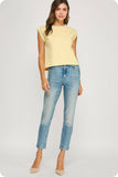 Butter Yellow Pearl Jeweled Trim Top