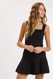 Black Scallop Cut Wide Strap Dress