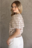 Taupe Velvet Houndstooth Top