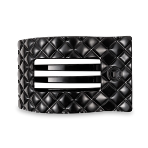 Jet Black Quilted Medium Flat Hair Clip