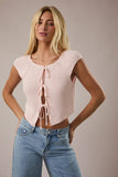 Baby Pink Front Tie Top