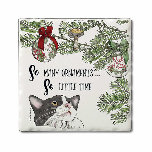 So Many Ornaments  - Christmas Naughty Pets Coaster