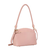 Taupe Double Compartment Braided Handle Bag
