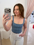 Cropped Denim Stretch Tank Top