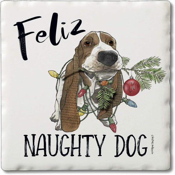 Feliz Naughty Dog - Christmas Naughty Pets Coaster