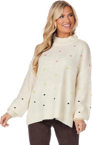 White Novie Pom-Pom Sweater