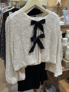 Ivory Sequin Bow Jacket