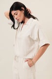 Collared Split Neck Linen Top