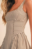 Cream & Brown Striped Jumbo Buckle Back Midi Dress