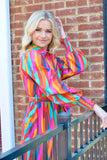 Bright Pink Multi Print Maxi Shirt Dress