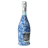 Blue Porcelain Roses Prosecco Bottle Wrap