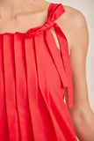 Red Tie Shoulder Pleated Tank