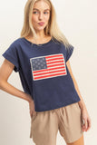 Navy Embroidered Flag Patch Tee