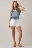 Light Denim Elastic Waist Top
