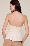 Cream Suede Pleated Tube Top