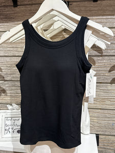 Black Ribbed Padded Tank Top