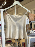 Cream Suede Pleated Tube Top