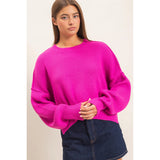 Bright Pink Drop Shoulder Sweater