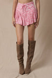 Pink Floral Corset Tie Skirt
