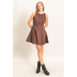 Dark Brown Suede Mini Dress