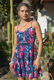 Royal Blue & Pink Cut Out Mini Dress