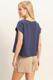 Navy Embroidered Flag Patch Tee