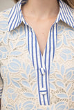 Blue Lace Mixed Stripe Top