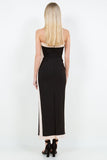 Black & Tan Side Stripe Strapless Maxi