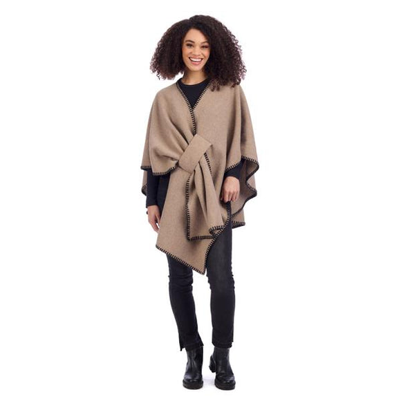 Oatmeal Hayword Blanket Stitch Poncho