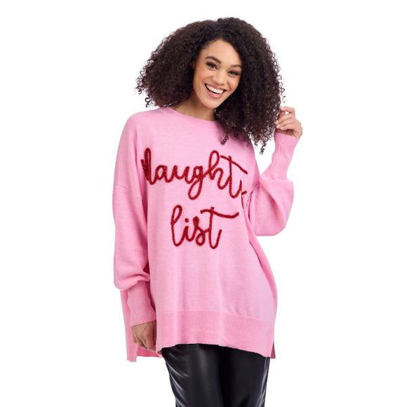 Pink Naughty List Sweater