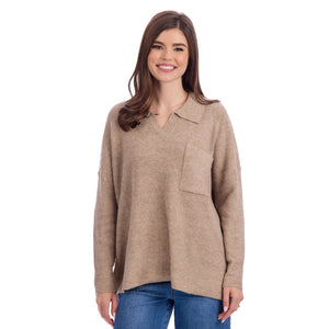 Tan Noa Collared Sweater - One Size