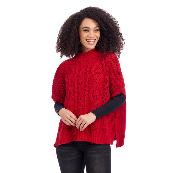 Red Claude Cable Knit Sweater - One Size